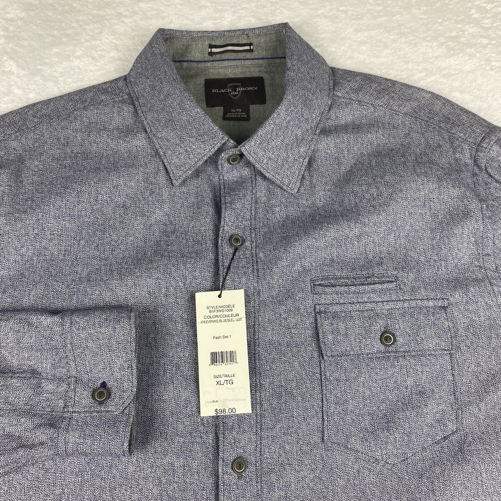 Black Brown‎ 1826 Shirt Mens XL Evening Blue Soft Touch Flip Cuffs NWT!
